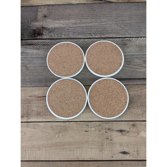 Set of four Stoneware Christmas Snowman & Santa Coasters with wooden holder - Picture 4 of 6